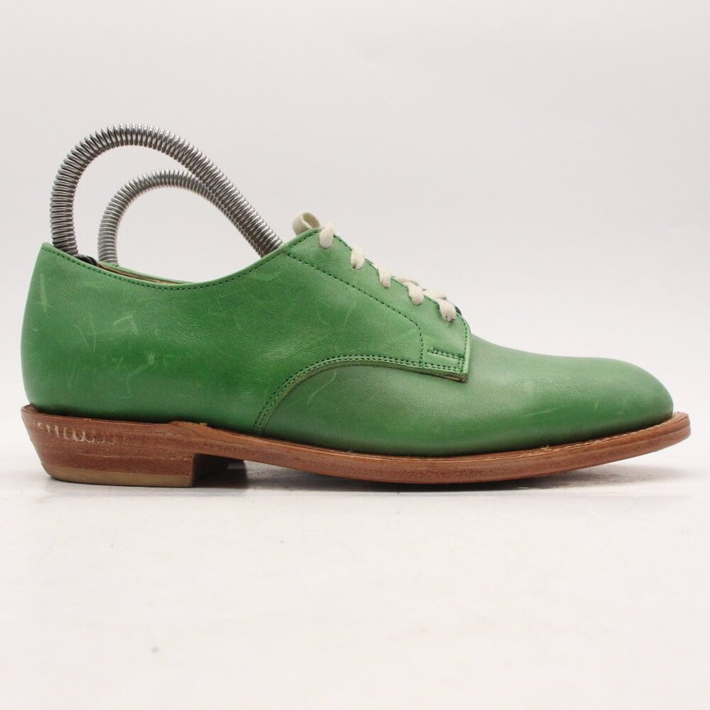 Unmarked Handcrafted Women's Size 5.5 Green Leather Plain Toe Dress Shoes